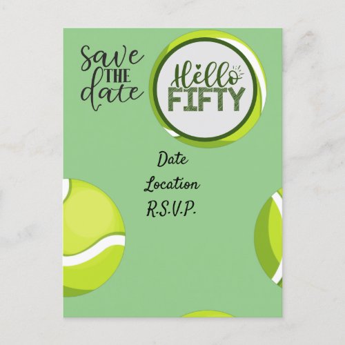 Tennis 50th Birthday Anniversary Save the Date Postcard