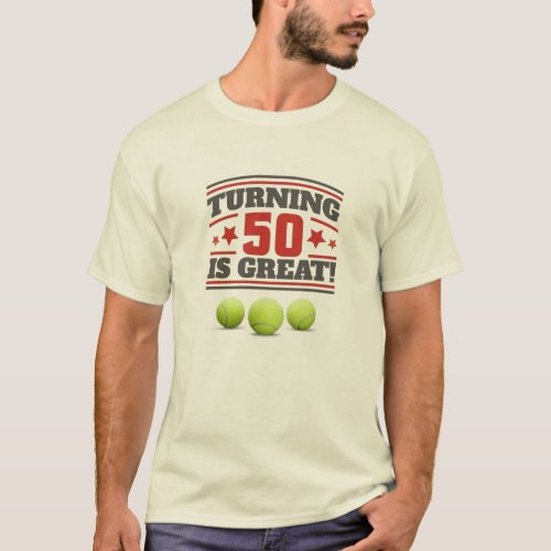 Tennis 50th Birthday is great with balls and net T_Shirt