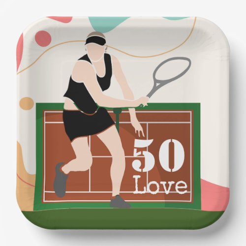 Tennis 50th Birthday Party Paper Plates