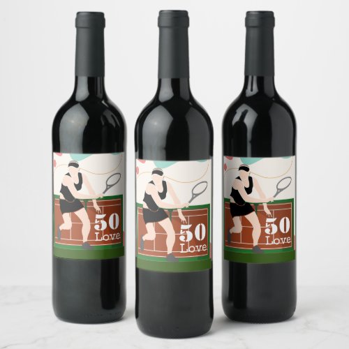 Tennis 50th Birthday Party Wine Label