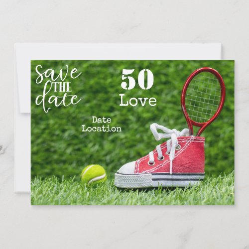 Tennis 50th Birthday  Save the date invitation 