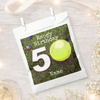 Tennis 50th Birthday  tennis ball and flower   Favor Bag