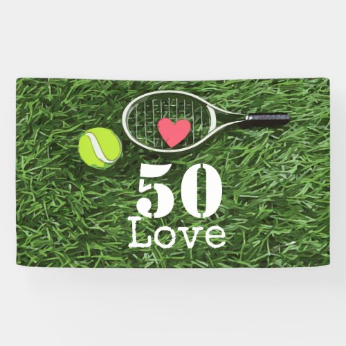 Tennis 50th Birthday  tennis ball and number love Banner