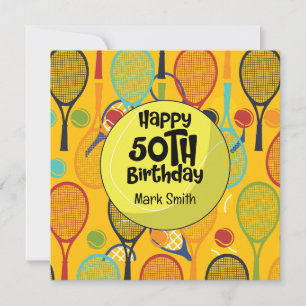 Tennis 50th Birthday with Name on Racket Themed