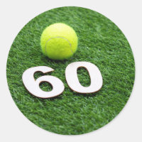 Tennis 60th birthday anniversary with tennis ball classic round sticker