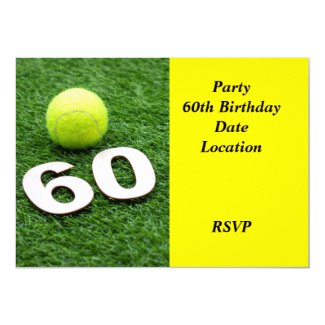 Tennis 60th birthday anniversary with tennis ball invitation