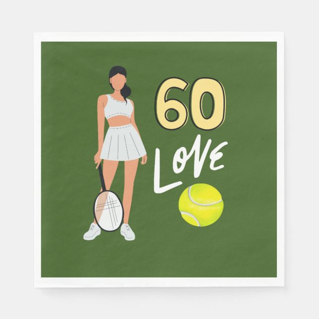 Tennis 60th Birthday for woman player Napkins (Front)