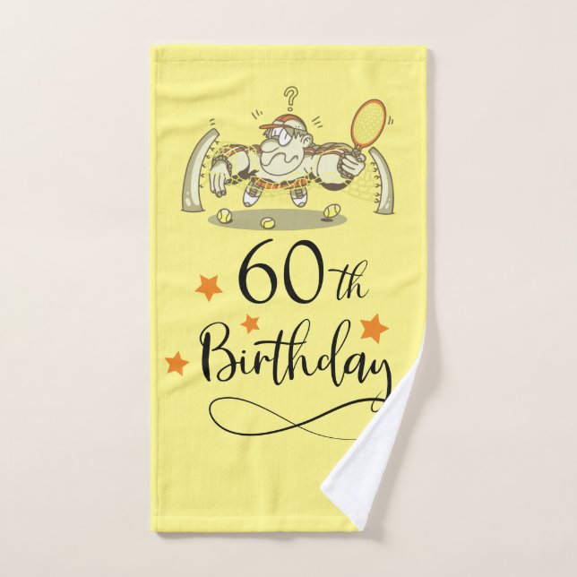 Tennis 60th Birthday funny gifts for player Hand Towel (Hand Towel)
