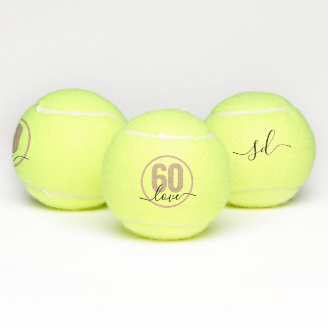 Tennis 60th Birthday Monogrammed Custom Balls (Multi)