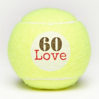 Tennis 60th Birthday tennis ball and number love