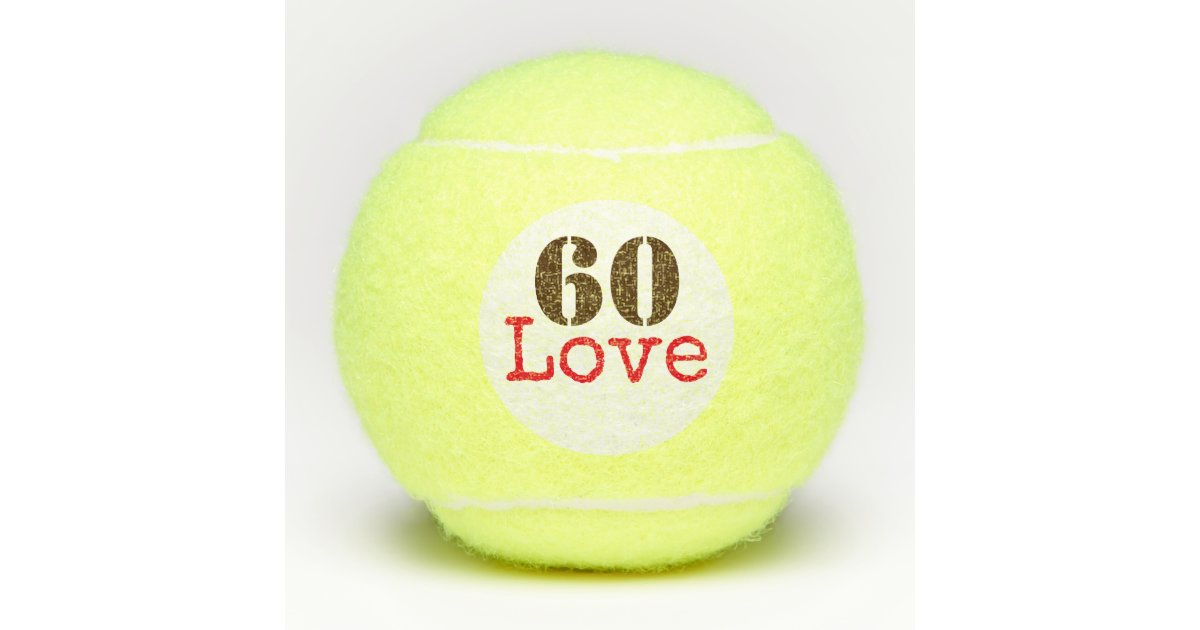 Tennis 60th Birthday tennis ball and number love Zazzle