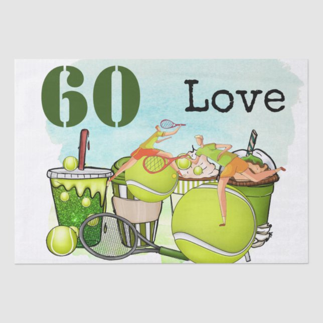 Tennis 60th Birthday  tennis ball number love   Tissue Paper (Front)