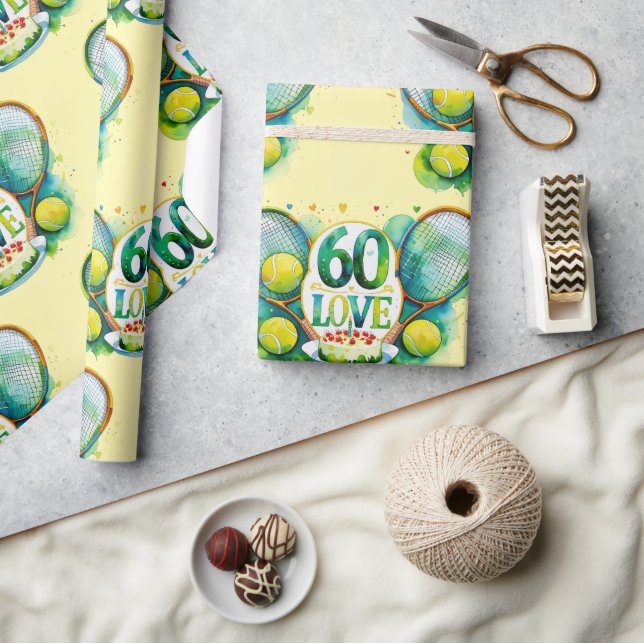 Tennis 60th birthday with Ball and racket Wrapping Paper (Crafts)