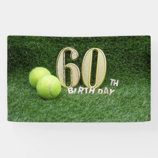 Tennis 60th Birthday with number sixty and balls Banner
