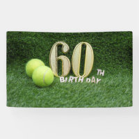 Tennis 60th Birthday with number sixty and balls Banner
