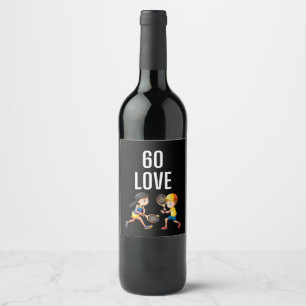 Tennis 60th Birthday with number sixty Love  Wine Label