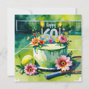 Tennis 60th Birthday with tennis ball and number Card