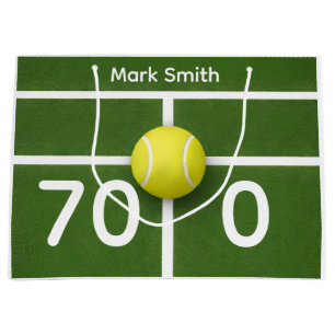 TENNIS 70th Birthday on tennis court Large Gift Bag