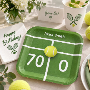 TENNIS 70th Birthday on tennis court  Paper Plates