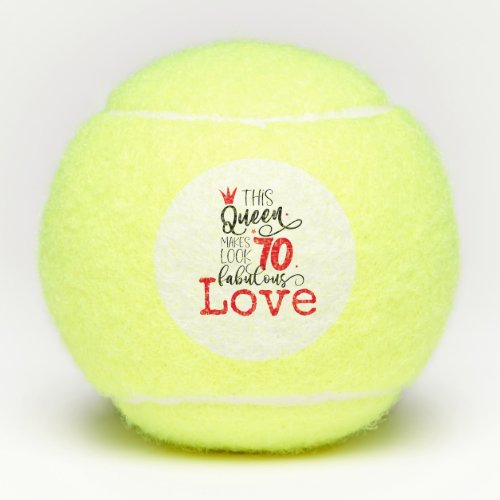 Tennis 70th Birthday  tennis ball and number love