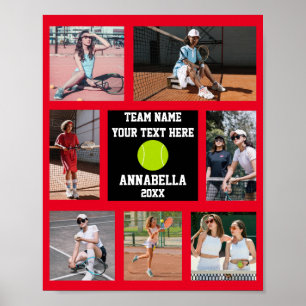 Tennis 7 Photo collage Red team name Poster
