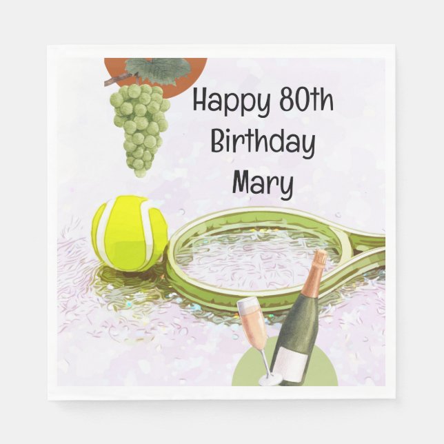 Tennis 80th Birthday for Tennis Fan  Napkins (Front)
