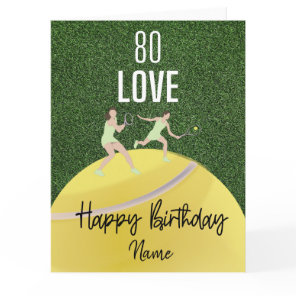 Tennis 80th Birthday  Player on Green    Card
