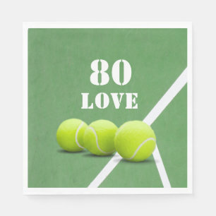 Tennis 80th Birthday with love for player Napkins
