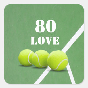 Tennis 80th Birthday with love for player  Square Sticker