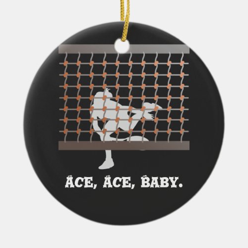 Tennis Ace  Ace  Baby woman tennis player at net  Ceramic Ornament