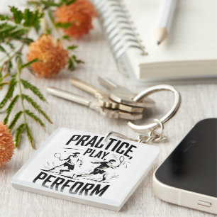 Tennis and motivation - practice play perform keychain