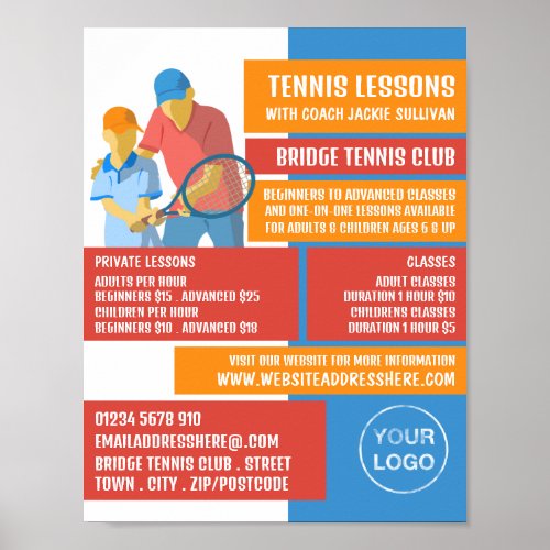 Tennis Art Design Tennis LessonsClasses Advert Poster