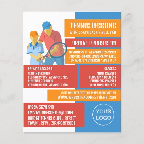 Tennis Art Design Tennis LessonsClasses Flyer