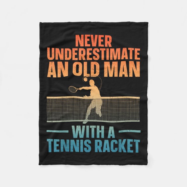 Tennis Art For Men Grandpa Tennis Lover Tennis Pla Fleece Blanket (Front)
