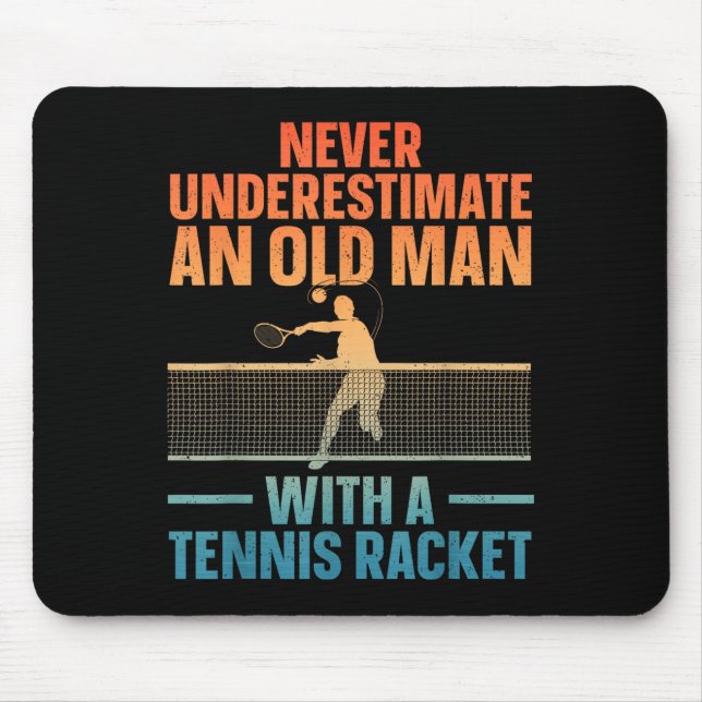 Tennis Art For Men Grandpa Tennis Lover Tennis Pla Mouse Pad (Front)