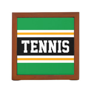 TENNIS Athletic Bright Green Black Orange Stripes Desk Organizer