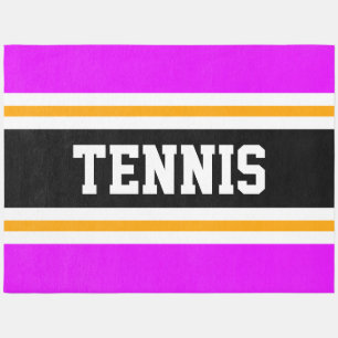 TENNIS Athletic Bright Pink Black Orange Stripes Outdoor Rug