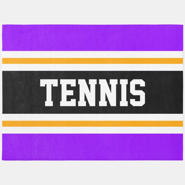 TENNIS Athletic Purple Black Yellow Racing Stripes Outdoor Rug (Front)