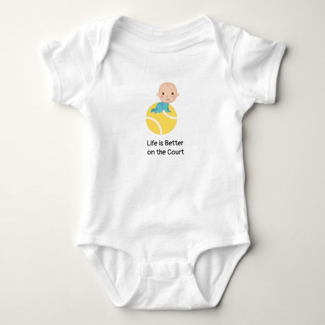 tennis baby Life is better on the court  Baby Bodysuit (Front)