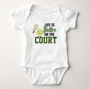Tennis Baby Life is better on the court funny Baby Bodysuit