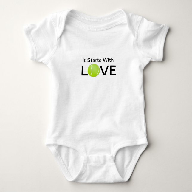 Tennis Baby Onsie It Starts With Love Bodysuit (Front)