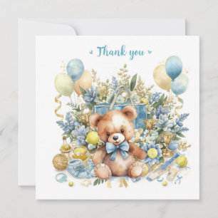 Tennis Baby Shower for Baby Boy Blue themed  Thank You Card