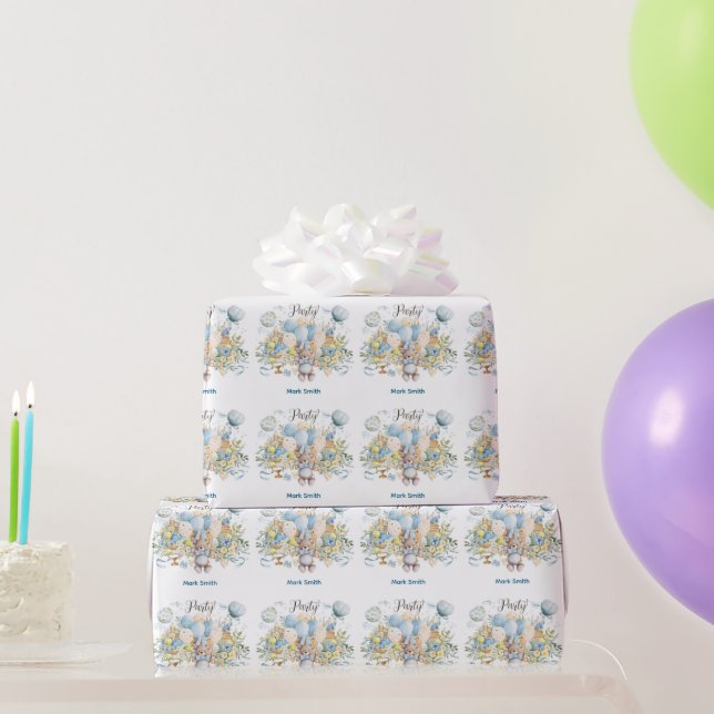 Tennis Baby Shower for Baby  Boy Blue themed Wrapping Paper (Party Gifts)