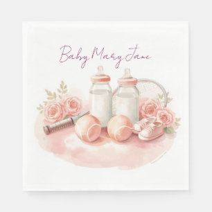 Tennis Baby Shower for Baby Girl Pink themed Napkins