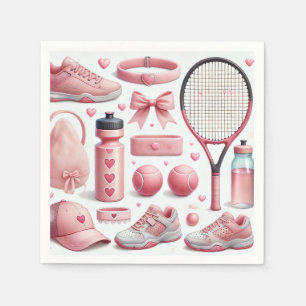 Tennis Baby Shower for Baby Girl Pink themed Napkins