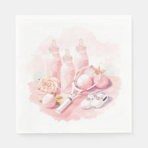 Tennis Baby Shower for Baby Girl Pink themed Napkins