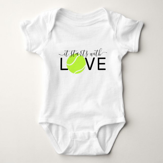 Tennis Baby Starts With Love Tennis Player Baby Bodysuit (Front)