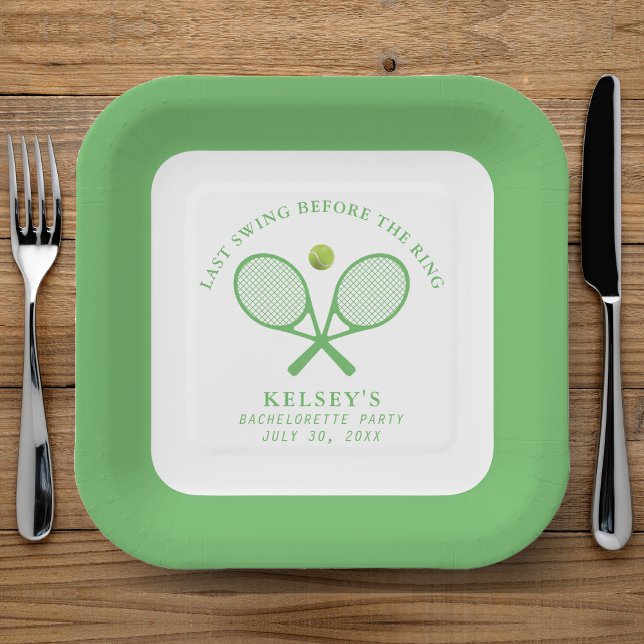 Tennis Bachelorette Last Swing Before the Ring Paper Plates (Creator Uploaded)