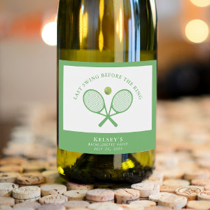 Tennis Bachelorette Last Swing Before the Ring Sparkling Wine Label