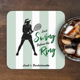 Tennis Bachelorette Last Swing Before the Ring Square Paper Coaster